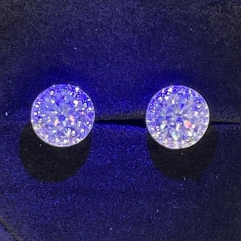 New GRA Certified Moissanite Diamond Halo Earrings Beautiful S925 Fine Jewelry